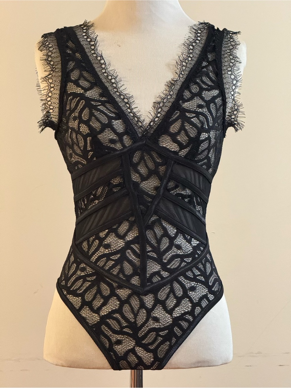 Celebrity Fashion by Fera Collection Black Lace Sheer Wrap Bodysuit
